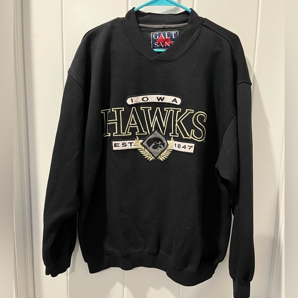Vintage Galt Sand Black Iowa Hawks Men's Sweatshirt - Picture 1 of 6